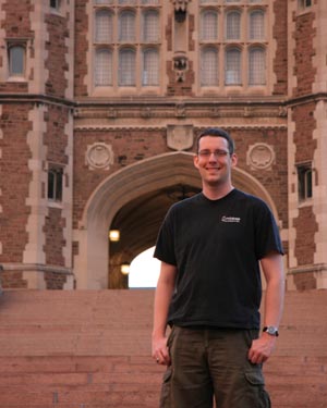 Mark on the steps of WashU in St. Louis